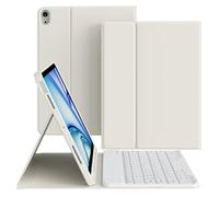 KVTVOU Keyboard Case for iPad 11th Generation A16 2025 /iPad 10th Generation 2022 10.9 Inch with Pencil Holder, Detachable Bluetooth Silent Keyboard, Auto Wake/Sleep, Cream White