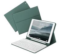KVTVOU Keyboard Case for iPad 9th/8th/7th Generation 10.2 Inch 2021/2020/2019 with Pencil Holder, Detachable Wireless Bluetooth Keyboard, Soft TPU Back, Stand Folio Cover, Dark Green