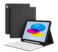 KVTVOU Keyboard Case for iPad A16 (2025 11th Gen) / iPad 10th Generation 2022, Magnetic Removable Bluetooth Keyboard, Four Corners Anti-Fall TPU Cover with Pencil Holder, Auto Wake/Sleep, Black