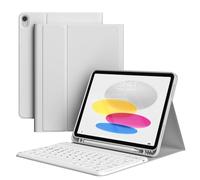 KVTVOU Keyboard Case for iPad A16 (2025 11th Gen) / iPad 10th Generation 2022, Magnetic Removable Bluetooth Keyboard, Four Corners Anti-Fall TPU Cover with Pencil Holder, Auto Wake/Sleep, Gray