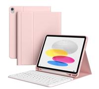KVTVOU Keyboard Case for iPad A16 (2025 11th Gen) / iPad 10th Generation 2022, Magnetic Removable Bluetooth Keyboard, Four Corners Anti-Fall TPU Cover with Pencil Holder, Auto Wake/Sleep, Pink