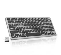 KVTVOU Wireless Keyboard, Rechargeable Ultra-Slim Mini Silent Scissor Switch Keyboard with Multi-Device Switching, 2.4G USB Receiver, Multi-OS Compatible for Laptop, PC, Mac, Tablet, QWERTY, Black