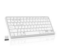 KVTVOU Wireless Keyboard, Rechargeable Ultra-Slim Mini Silent Scissor Switch Keyboard with Multi-Device Switching, 2.4G USB Receiver, Multi-OS Compatible for Laptop, PC, Mac, Tablet, QWERTY, White