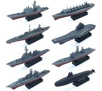 Kvvdi 8 Sets 3D-Puzzle Model Battleship Aircraft Carrier Toy Submarine, Plastic Warships Ship Kits, Navy Ship Battleship Models for Collection, Ages 14+