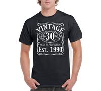 KVXSQLH Vintage Since 1991 Mens 30th Birthday Funny Prined T Shirt Gifts for Men Black(Large)