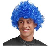 Kvysinly Afro Wig for Men, Short Wig 70s 80s Cosplay Disco Wig Halloween Hippie Synthetic Hair Wig Rocker Wigs Blue One Size