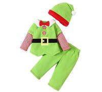 Kvysinly Baby Girls Boys 1st First Christmas Outfits Newborn Santa Elf Outfit Long Sleeve Tops with Pants and Hat Grass Green 2-3 Years