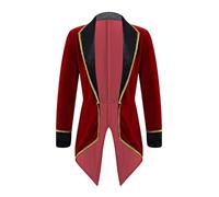 Kvysinly Boys Girls Circus Ringmaster Clothes Halloween Prince Tuxedo Jacket Tailcoat Kids Fancy Dress Ups Burgundy 13-14 Years