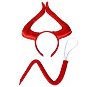Kvysinly Demon Horn Headband Tail Halloween Party Accessory Funny Cosplay Costume Carnival Supplies Red Set One Size