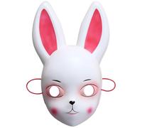 Kvysinly Full Face Demon Rabbit Mask Japanese Anime Cosplay Animal Head Halloween Costume Accessory Party Props White Ears 2 One Size