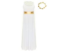 Kvysinly Girls Ancient Greek Princess Dress with Roman Leaf Head Wreath Sleeveless Toga Clothes Party Clothes Champagne 13-14 Years
