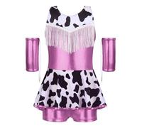 Kvysinly Girls Halloween Costume Back Cross Shoulder Straps Fringed Chest Backless Built-in Shorts Dress Pink 5-6 Years
