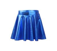 Kvysinly Girls Metallic Foil Skirts Sparkle Flared Pleated Mini Skater Skirts Jazz Dance Tutu Skirts Clubwear Royal Blue 9-10 Years