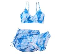 Kvysinly Girls Swimsuit Cute Princess Bikini Set with Beach Skirt Toddlers Bathing Suit 3 Pieces Kids Swimwear Blue 11-12 Years