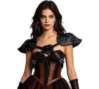Kvysinly Gladiator Samurai Knight Pauldrons Gothic Steampunk Pu Leather Belt Armor Larp Chest Piece Black One Size
