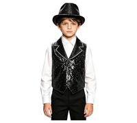 Kvysinly Kids Show Outfit Sequin Vest Hat Set for Dance Party Themed Celebration Gear Performance Top Black 9-10 Years