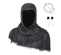 Kvysinly Medieval Scarf Cowl Men with Brooch Renaissance Rogue Hooded Shaw for Halloween Cosplay Norse Shawl Decor Pin Black One Size