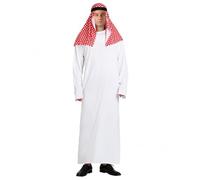 Kvysinly Mens 2-piece Set Arab Costume with Robe Head Scarf Long Tunic for Fancy Dress-up Party Polka Dot S