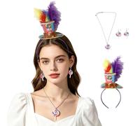 Kvysinly Rainbow Mini Top Hat Headband Crazy Hat Fascinator & Lollipop Jewelry for Cocktail Tea Party Hats Purple One Size