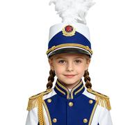 Kvysinly Toy Soldier Hat Halloween Carnival Performance Accessory Drum Major Uniform Drummer Accessories Blue One Size