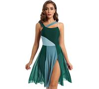 Kvysinly Woman Sleeveless Chiffon Lyrical Dress Modern Ballet Dance Costume Gymnastic Leotard Beach Maxi Dress Green M