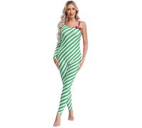 Kvysinly Women Christmas Candy Cane Costume Xmas Holiday Jumpsuit Dance Unitards Ice Skating Clothes Green S