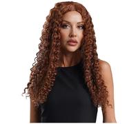 Kvysinly Women Long Small Curly Afro Wig Rock Wig Rave Theme Party Halloween Carnival Festival Party Accessory Coffee One Size