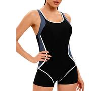 Kvysinly Women’s One Piece Boyleg Swimsuits Athletic Swimming Costume Modest Swimwear Training Bathing Suit Black M