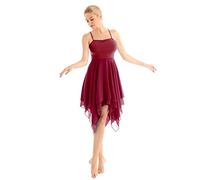 Kvysinly Women's Sleeveless Spaghetti Strap Chiffon Lyrical Dress Modern Ballet Dance Costume Beach Maxi Dress Wine M