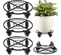 KvyusFlourish 3 Packs Metal Plant Caddy with Wheels 12" Large Rolling Plant Stands Heavy-Duty Wrought Iron Plant Dolly Plant Rollers Planter Mover with Metal Casters, Strong Load Capacity