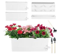 KvyusFlourish Self Watering Pots, 4 Pack, 17" Rectangular Window Boxes Planters, Herb Pots, Large Plant Pots, White
