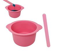 KVZVK Silicone Wax Bowl for Hair Removal, Reusable Non-Stick Wax Pot Liner with Wax Spatula (Pink)