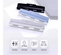KW triO Handheld 10 Hole Punch for A4 and B5 Paper, 8 Sheet Capacity, 5.5mm Diameter, Metal Construction with Paper Scrap Collector and Non Slip Base for Notebooks and Planners (White)