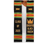 Kwabla's Black Girl Magic Graduation Stole 2025 | Kente Stole Class of 2025 | Authentic African Art