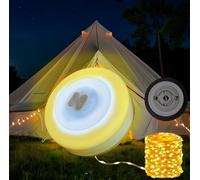 Kwaiffeo Camping Essentials Camping Lights: Rechargeable Fairy String Lights - Portable 3 in 1 Outdoor Waterproof Tent Light for Campsite RV Tent Garden Party Festival Decor 10M