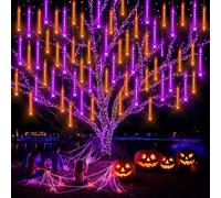 Kwaiffeo Purple & Orange Halloween Lights, Meteor Shower Light 30 Tube 720 LED Halloween Decorations Outdoor, Plug in String Lights Waterproof for Outside Yard Patio Spooky Decoration