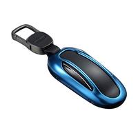 Kwak's Car Key Case Compatible for Tesla Model X Aluminum Alloy Key Cover Shell with Key Chain(1#royal blue)