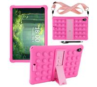 Kwamaz Case for Urao 10.1 inch Tablet CP107 (2024), Soft Silicone Stand Cover with Strap for Android 14 Tablet Case (Pink)
