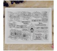 Kwan Crafts Birthday Wishes Happy Anniversary OWL Many Thanks Butterfly Clear Stamps for Card Making Decoration and DIY Scrapbooking