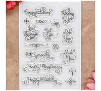 Kwan Crafts Words Congratulations Love You Miss You Happy Anniversary Clear Stamps for Card Making Decoration and DIY Scrapbooking