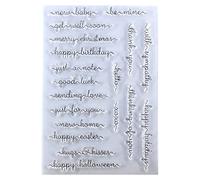 Kwan Crafts Words Happy Birthday get Well Soon Happy Easter Halloween Thank You Happy Holiday Clear Stamps for Card Making Decoration and DIY Scrapbooking