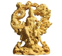 Kwan Yin Statue - Wooden Dragon & Phoenix Guan Yin Bodhisattva Figurine, Goddess of Mercy Sculpture for Home Decor, Spiritual Feng Shui Gift, Serenity & Protection