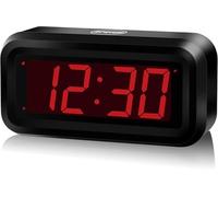 KWANWA Alarm Clock Battery Operated,Updated Setting Button,12/24H Display,3 Level Brightness,Snooze Function,Small Digital Desk Bedside Clock for Bedroom office Home (Red display)