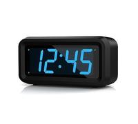 KWANWA Alarm Clock, Digital Clock Battery Operated with Big 1.2'' LED Time Display,Adjustable Brightness,12/24Hr,Portable Cordless,Alarm Clocks Bedside for Travel/Wall/Shelf/Desk (Blue display)
