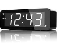 KWANWA Digital Alarm Clock,1.8" LED display with large digits,battery operated alarm clock,adjustable brightness,snooze function,12/24HR,easy to read numbers for seniors (white display).