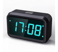 KWANWA Digital Alarm Clock, No Ticking, Digital Alarm Clock, Battery Operated Alarm Clock, LCD or LED Display, Snooze Duration, Adjustable Brightness for Deep Sleepers, Adults (Black,Blue LED)