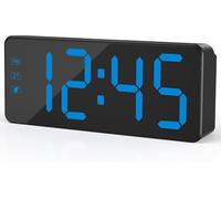 KWANWA Digital Alarm Clock with Large LED Display - Adjustable Brightness, 12/24H Time, Easy to Use, Mains Powered (Adapter Included) - Perfect Bedside Clock for Home, Office,Travel (Blue Digit)