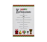 Kwanzaa Principles Poster Nguzo Saba the Seven Principles of Kwanzaa Educational Chart African American Holiday Wall Art for Home or Classroom Decor(Framed,16x24inch(40x60cm))