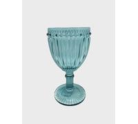 KWARE Anton Studio Designs Vintage Glassware Wine Glass Goblets Set of 6, 250ml Embossed Bead Pattern Aqua Blue Stemmed Drinking Glasses for Red, White Wine, Soda, Juice, Beverage