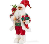 KWARE Traditional Standing Santa Claus Figure, 57cm Christmas Decoration, Red and White Festive Design with Gift Sack